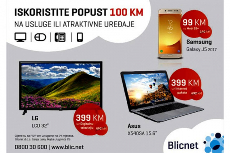 U Bli­cne­tu po­pust 100 KM za usluge i ure­đa­je