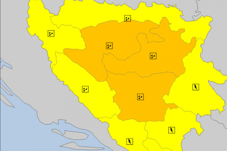 Stiže opasno vrijeme: Kiša pali narandžasti meteoalarm za banjalučku, sarajevsku i tuzlansku regiju