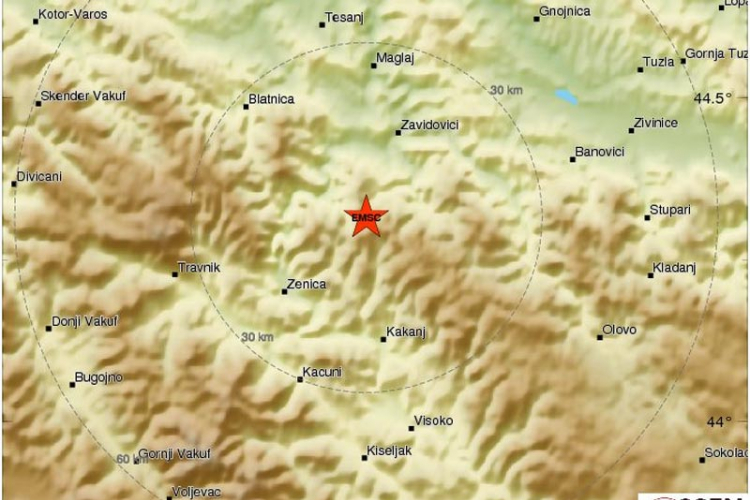 Zemljotres jačine 3,2 stepena pogodio područje Zenice