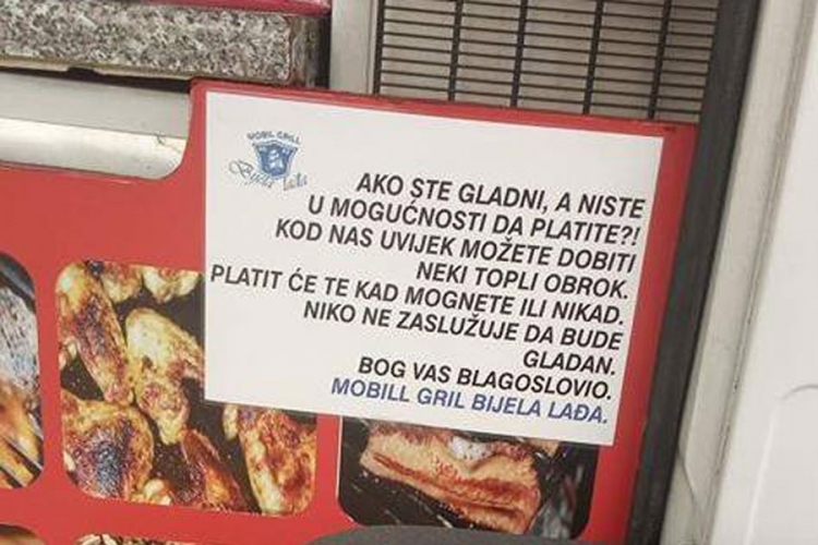 Vlasnik roštiljnice iz Gradiške pomaže gladnima: Hrani i one koji nemaju da plate