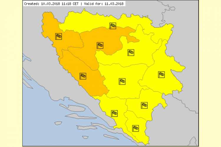 Olujni vjetar upalio narandžasti meteoalarm za područje Krajine