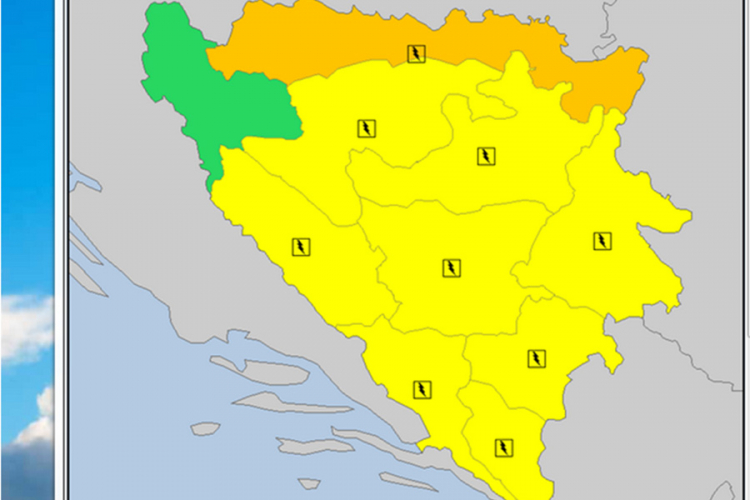 U BiH na snazi žuti meteo-alaram zbog pljuskova i grmljavine