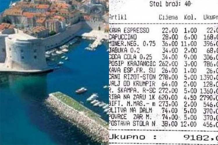 Šok na Jadranu - postavljanje stola košta 60 evra