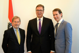 Vučić sa austrijskim kancelarom, Hanom i Tačijem
