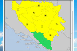 Žuti meteoalarm za područje BiH