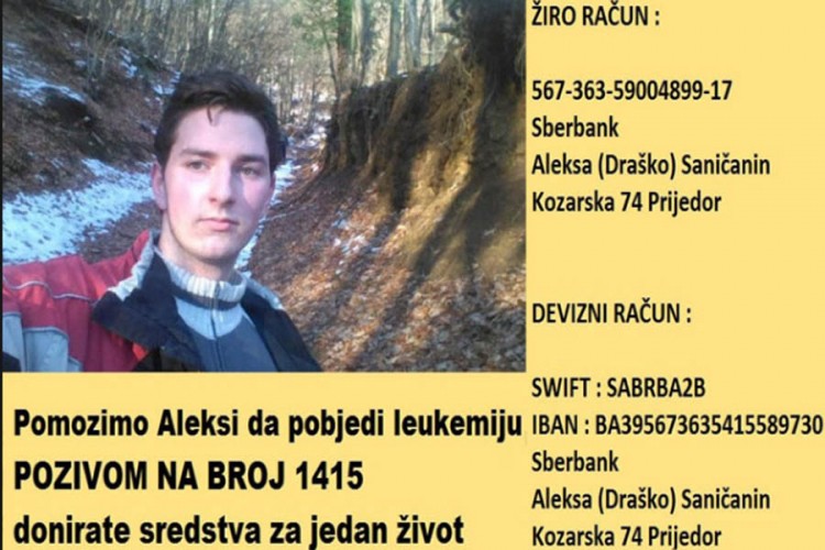 Humanitarni broj 1415 za pomoć mladom Aleksi Saničaninu