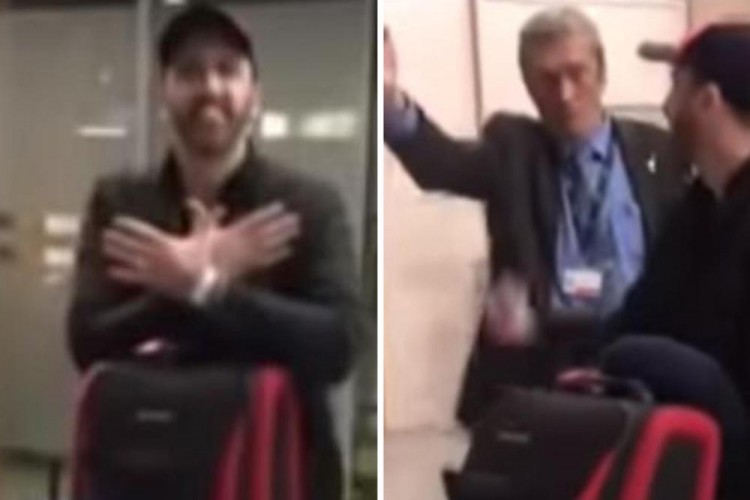 Albanac rukama pokazao dvoglavog orla, radnik aerodroma ga izbacio