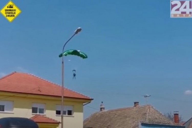 Padobranac kod Osijeka "prisilno sletio" u dvorište kuće