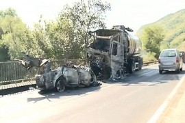 Zapalila se cisterna bh. tablica, poginuo vozač audija