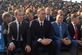 Vučić, Medvedev i Dodik na vojnoj vježbi "Sloboda 2019"