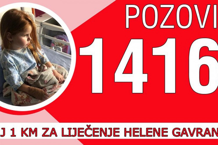 Za život male Helene broj telefona 1416 do kraja novembra