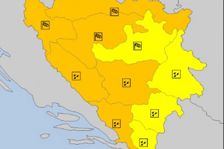 BiH u "narandžastom" zbog najavljenog nevremena