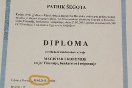 Hrvatu izdana diploma fakulteta u Travniku 30. februara?