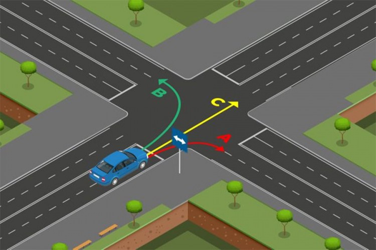 U kom pravcu smije da se kreće plavi auto?