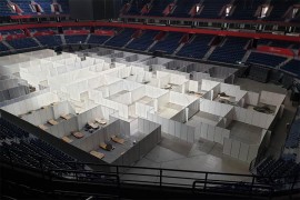 Demontirani kreveti u beogradskoj Areni, privremenoj kovid-bolnici