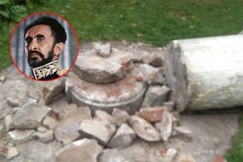 Uništena statua Hajlea Selasija u Londonu