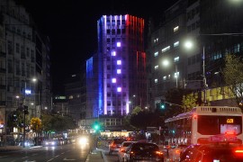 Simboli Beograda u bojama Francuske kao znak solidarnosti