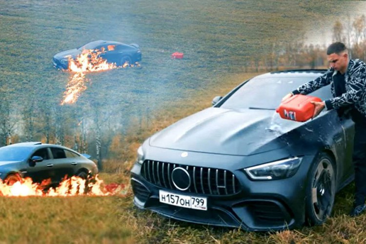 Rus pred kamerom zapalio mercedes AMG G63