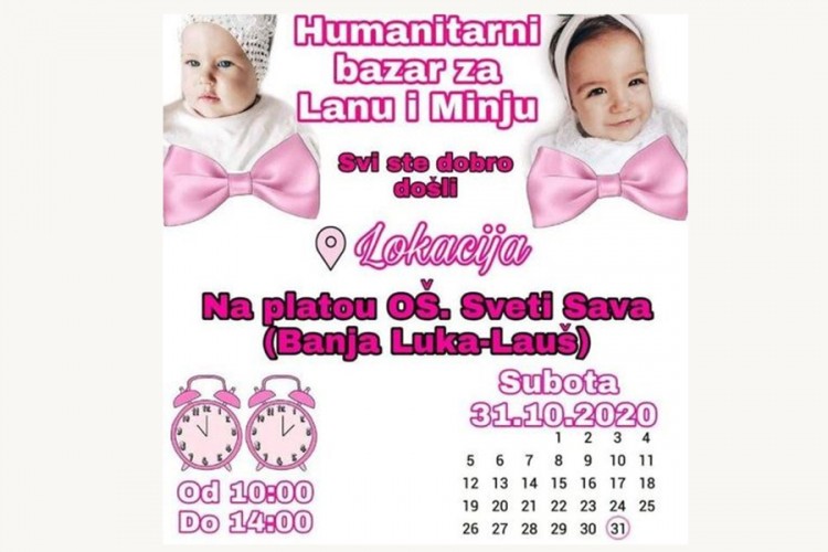 U subotu humanitarni bazar u Banjaluci za Lanu i Minju