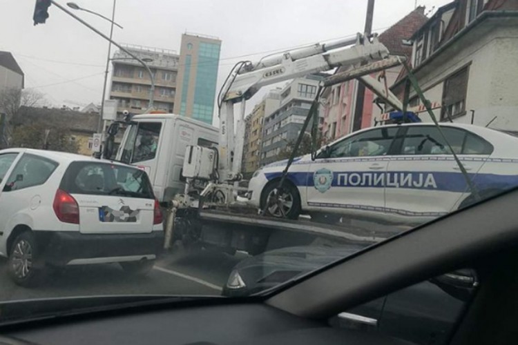 Pauk odnio policijsko vozilo