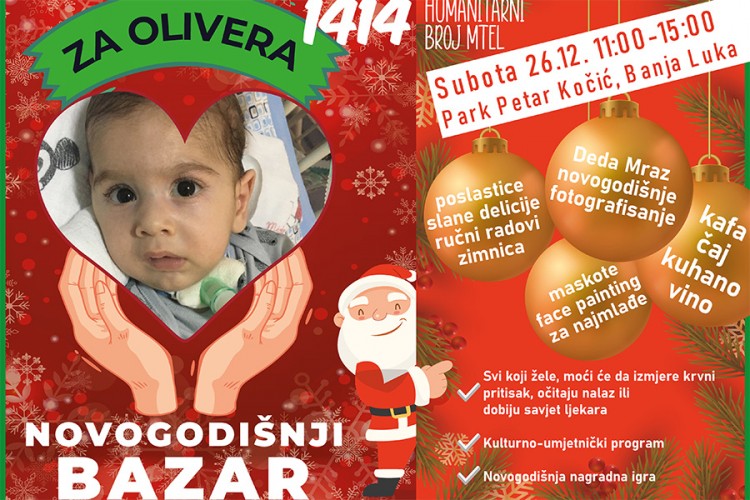 Humanitarni bazar za Olivera 26. decembra u Banjaluci