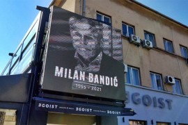 Pano sa likom Bandića u centru Mostara
