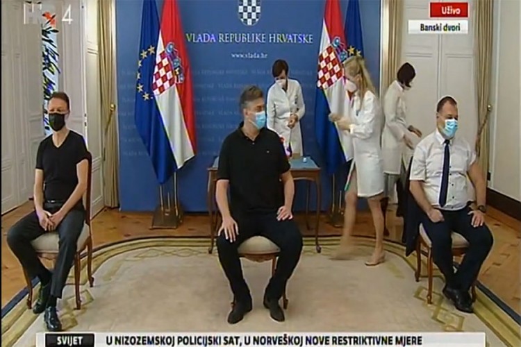 Plenković, Beroš i Jandroković primili Astra Zeneka vakcinu