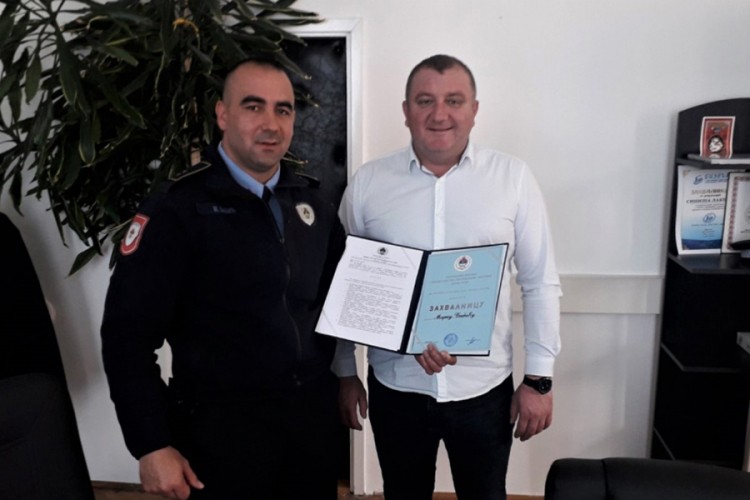 Zahvalnica komandiru Policijske stanice Bileća
