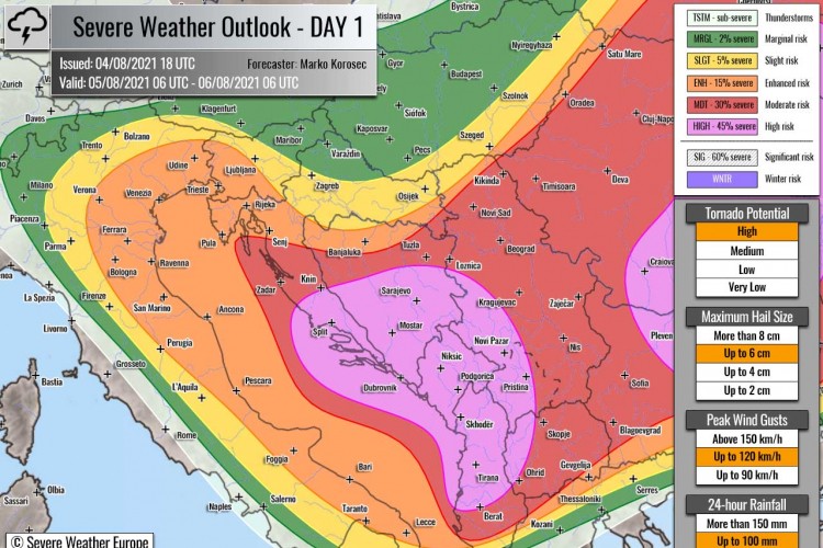 Nevrijeme na Balkanu, prijeti tornado