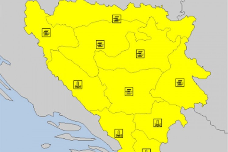 Žuto upozorenje za područje Banjaluke