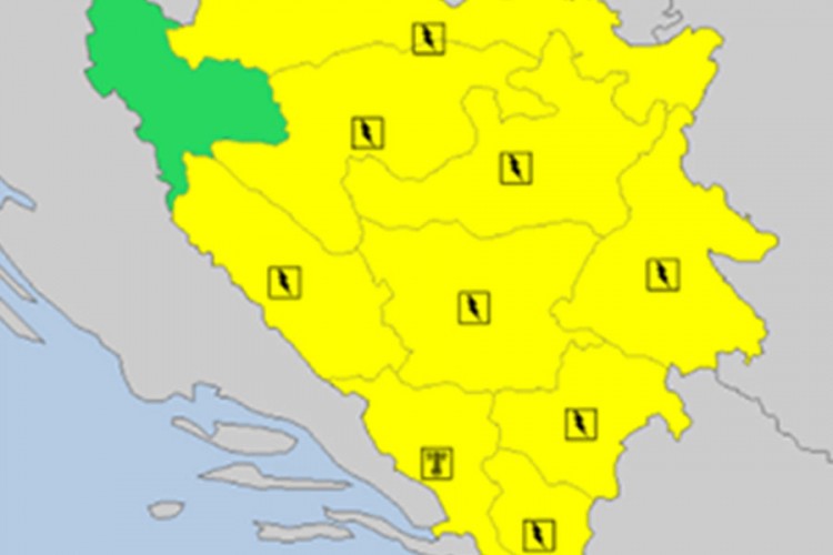 Žuto upozorenje za veći dio BiH
