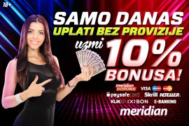 Meridian poklanja 20 KM za besplatno klađenje i 10 odsto bonusa na sve ...