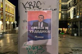 Plakati podrške Dodiku u centru Beograda