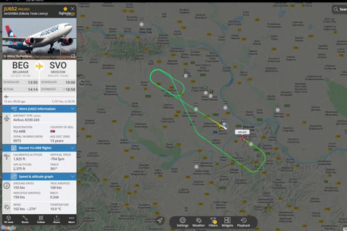 Mediji: Avion sa leta za Moskvu vratio se u Beograd, prijavljena bomba