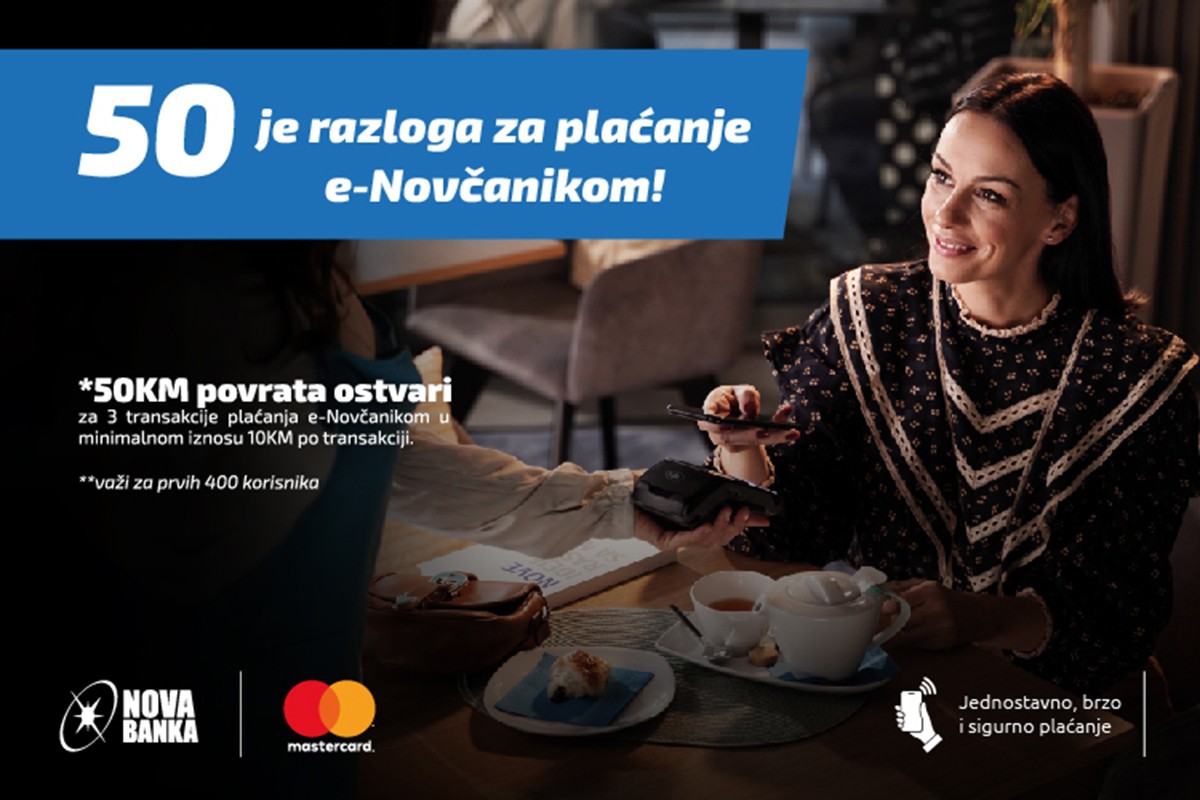 Nova banka: 50 je razloga za plaćanje e-Novčanikom