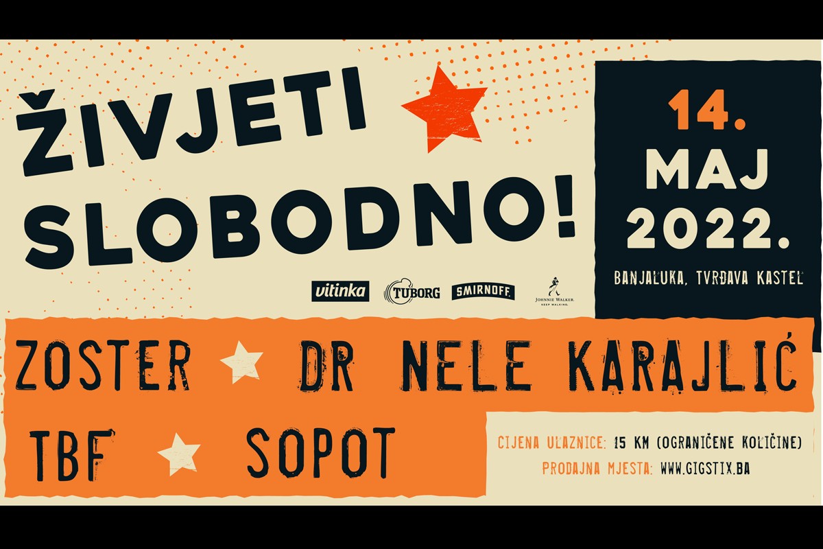 "Živjeti slobodno": Dr Nele Karajlić, TBF, "Zoster" i "Sopot" na Kastelu
