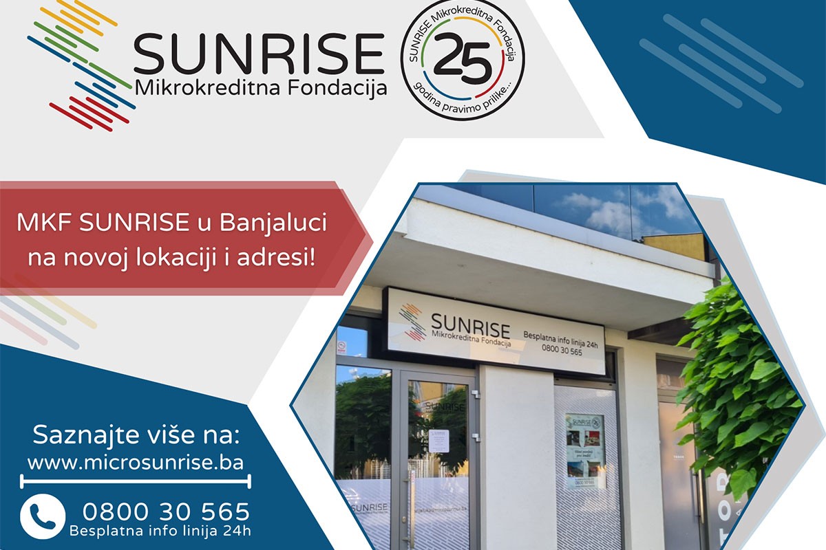 Mikrokreditna Fondacija SUNRISE u Banjaluci na novoj lokaciji i adresi