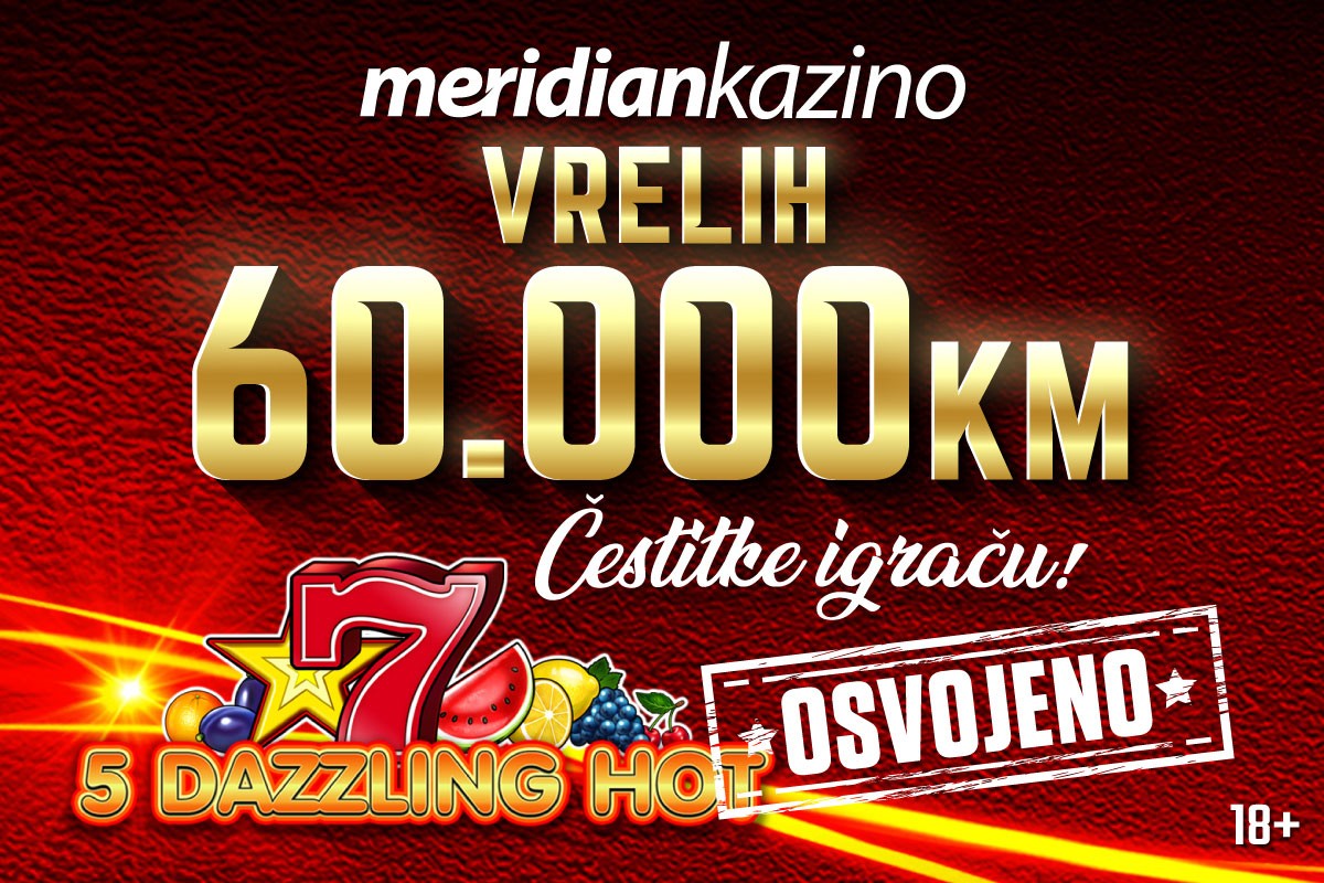 Vreli dobitak na Meridian kazinu: Tuzlak bogatiji za 60.000 KM