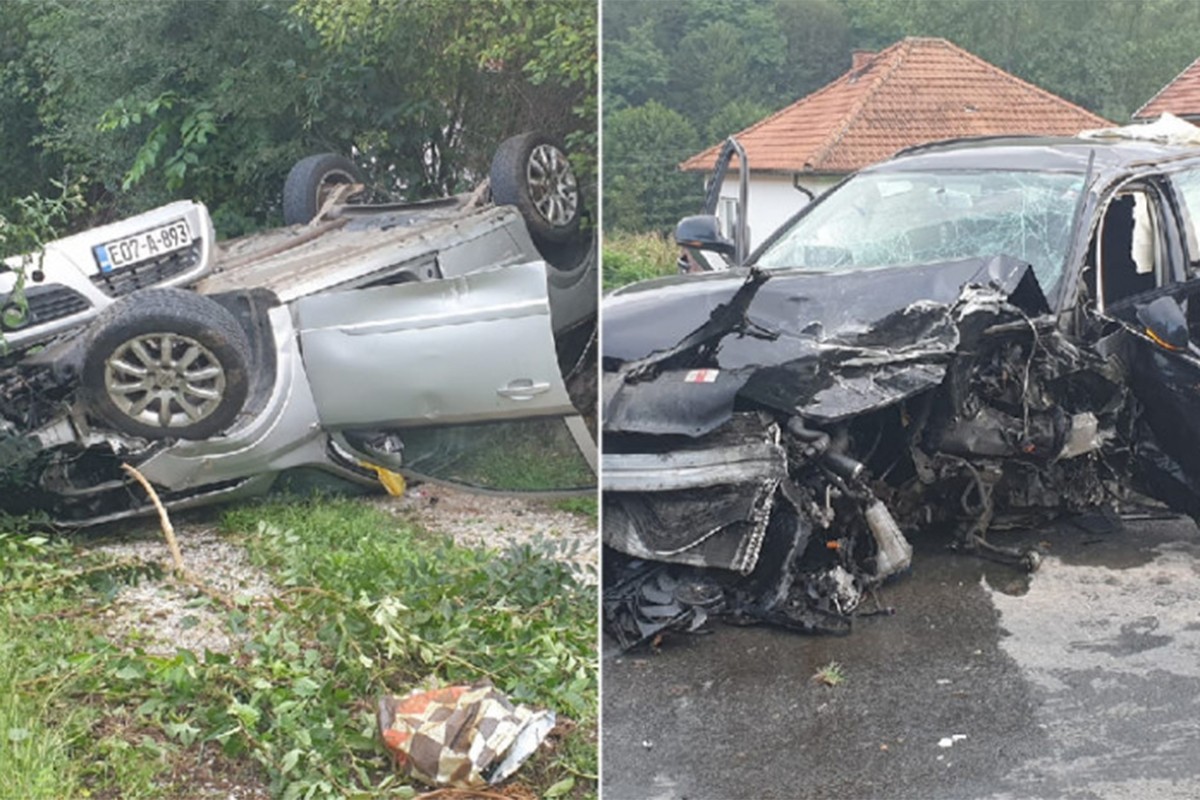 Četvoro povrijeđenih kod Bratunca: Jedan auto smrskan, drugi na krovu