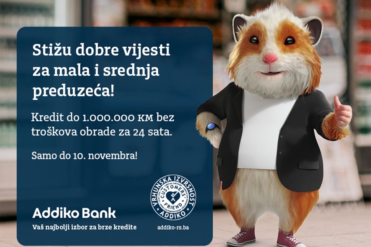 Kredit do 1.000.000 KM za mala i srednja preduzeća bez troškova obrade za samo 24 sata