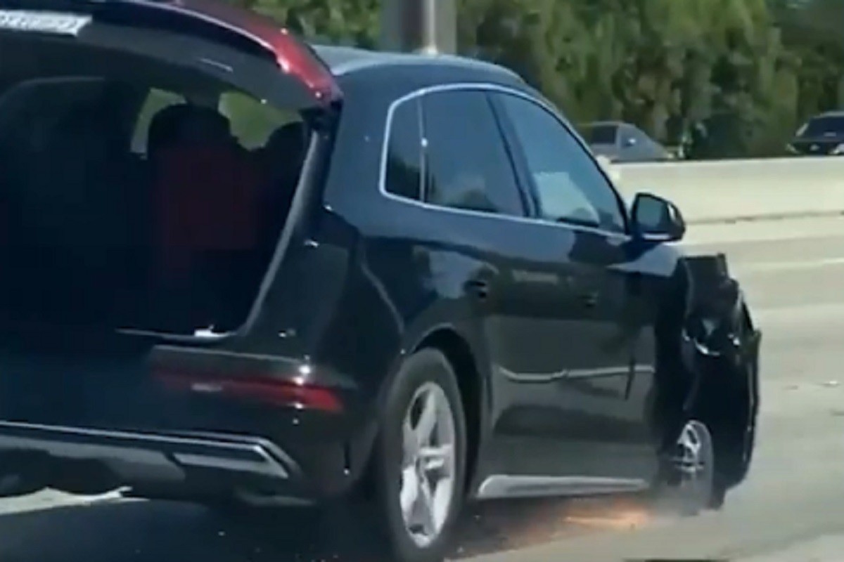 Haos na auto-putu zbog auta bez točka (VIDEO)