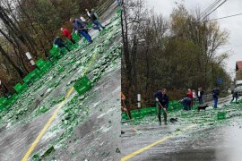 Neobična nezgoda u BiH: Iz kamiona ispala paleta, pivo se rasulo po ...