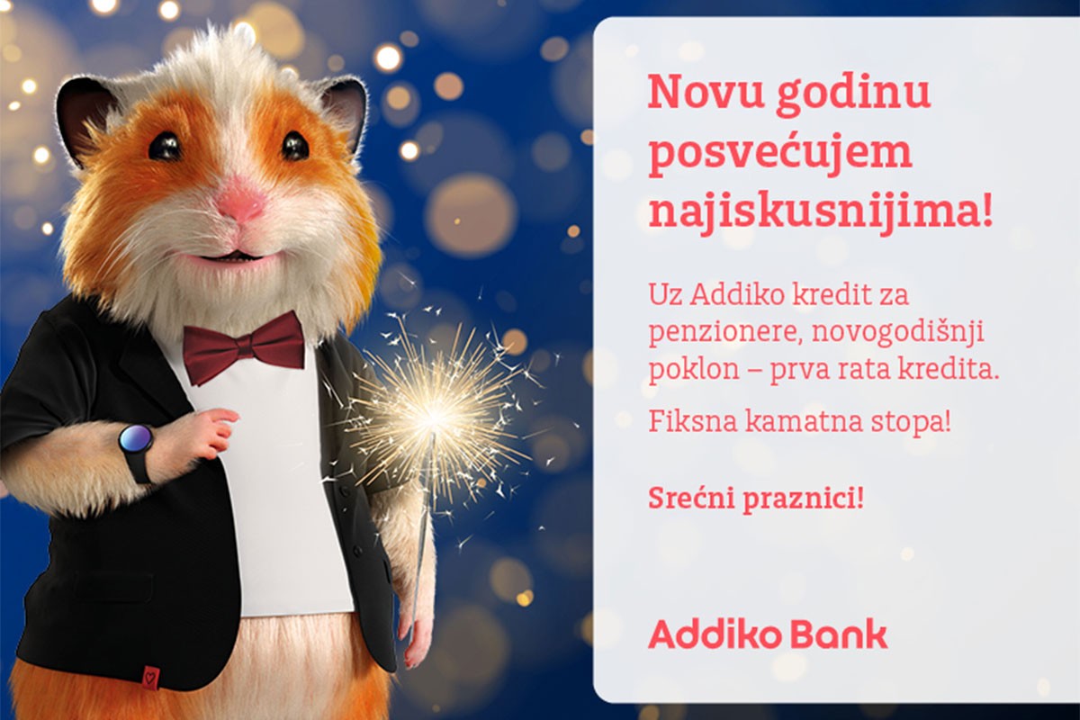 Poklon prva rata kredita na računu tokom posebne Addiko novogodišnje ponude za penzionere