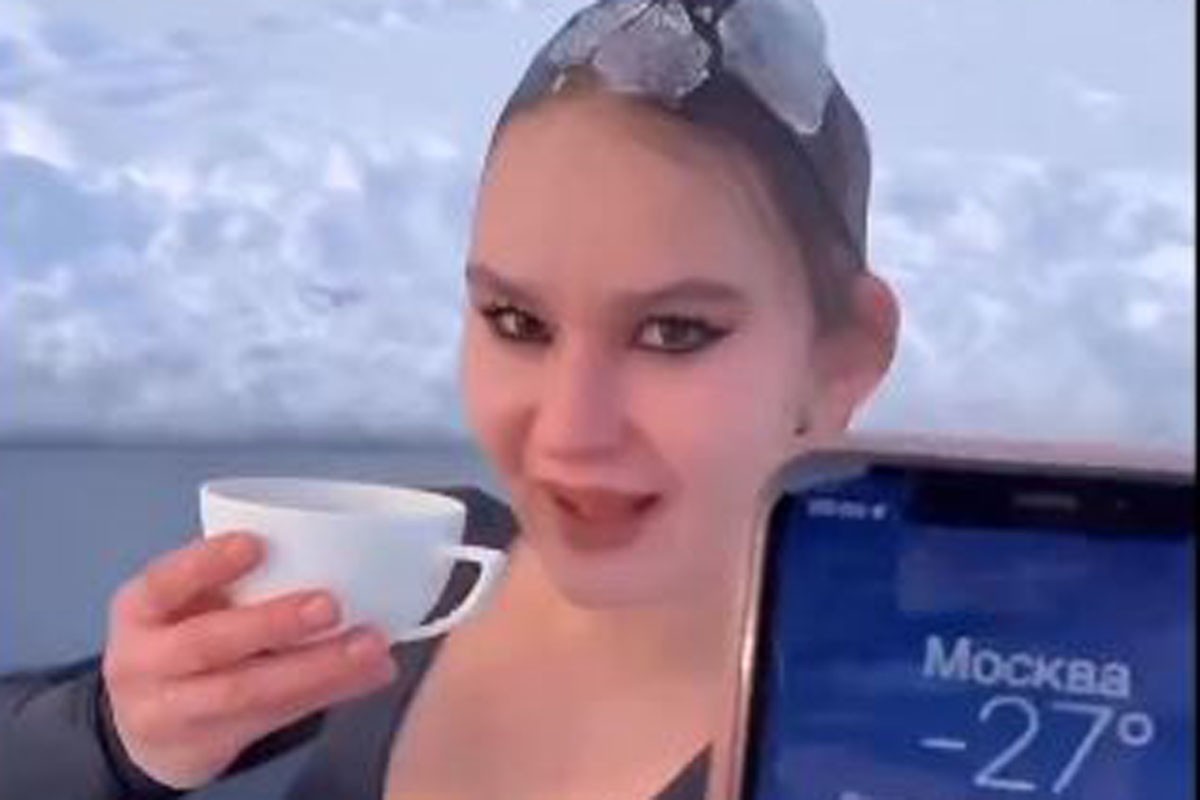 Izranja iz ledenog jezera, pa ispija kafu na - 27 stepeni (VIDEO)