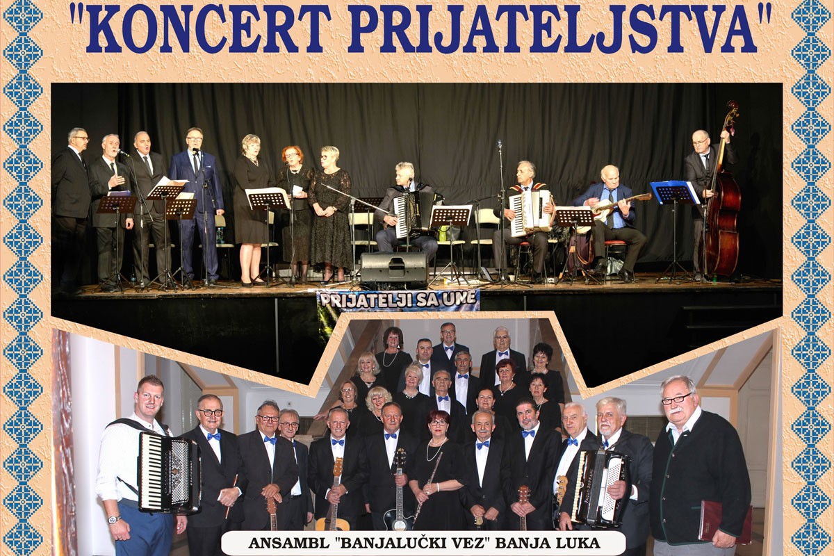 "Banjalučki vez" i "Prijatelji sa Une": "Koncert prijateljstva" u Banskom dvoru