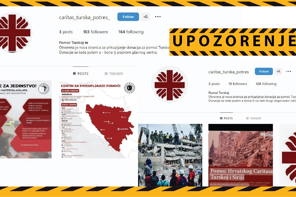 Upozorenje Karitasa BiH: Zloupotrebljava se materijal za pomoć Turskoj i Siriji