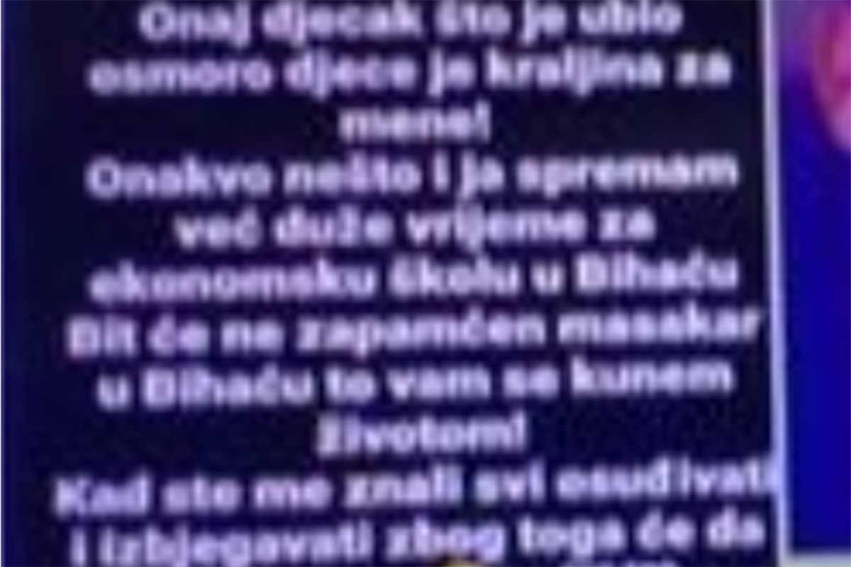Mladić iz Bihaća prijeti da će napraviti masakr u Ekonomskoj školi kao onaj u Srbiji