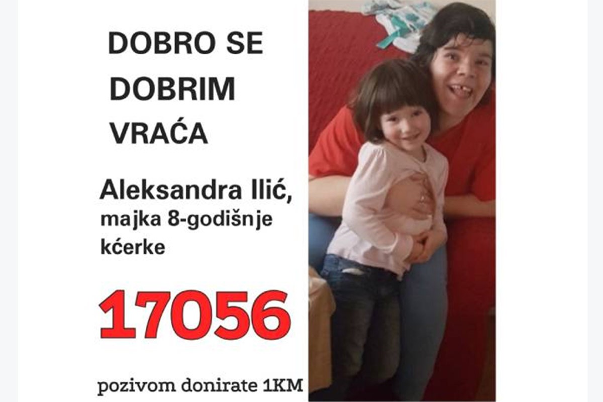 Pozivom na broj 17056 donirajte 1 KM za liječenje Aleksandre Ilić