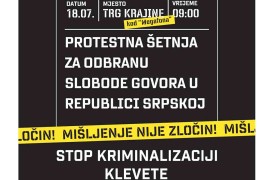 U Banjaluci u utorak protestna šetnja zbog kriminalizacije klevete