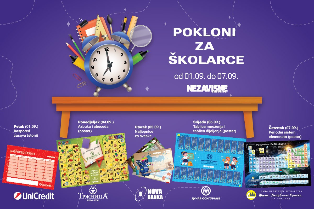Od petka u "Nezavisnim novinama" pokloni za školarce